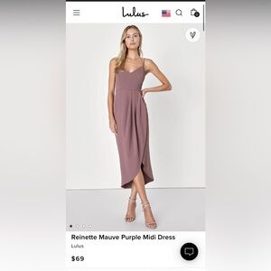 Lulus Reinette Mauve Midi dress size Large NWT